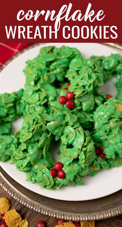 Cornflake Wreaths, Christmas Wreath Cookies, Wreath Cookies, Pane Dolce, Easy Christmas Treats, Marshmallow Treats, Wreaths Christmas, Xmas Cookies, Christmas Snacks