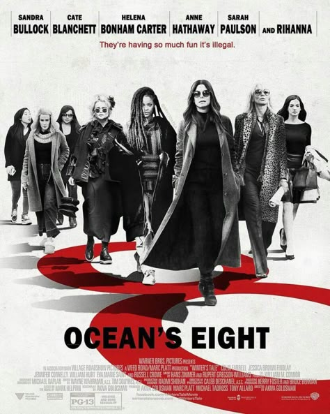 Oceans 8 Ocean 8 Movie, Ocean's Eight, Oceans Eight, Oceans 11, Film Ideas, Danny Ocean, Oceans 8, Dorm Posters, Helena Bonham Carter