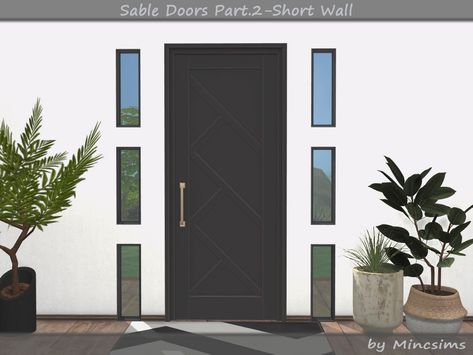 The Sims Resource - Sable Doors Part.2 - Short wall Black Front Doors, Indoor Doors, Single Doors, Animal Skin, Maxis Match, The Sims Resource, Sims Resource, The Sims 4, Room Set