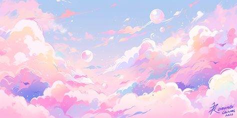 And another sky but in pink cos... why not? #skies #sky #skyandclouds #pinksky #fluffyclouds #pinkclouds #cottonclouds #cottoncandy #pink #whynot #cloudillustration #skyillustration #animesky #natureillustration #digitalart #digitalillustration #instart #artofinstagram #artgram Pink Sky Header, Pastel Pc Wallpaper, Wallpaper Ipad Landscape, Pink And Blue Banner, Pink Pc Wallpaper, Cloud Background, Cloud Illustration, Sky Anime, Sky Pink