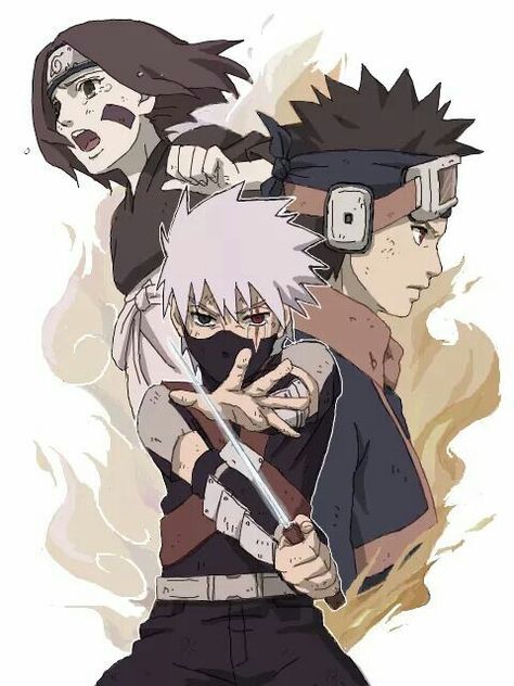 Kakashi,Obito e Rin Obito Rin, Kakashi Obito, Team Minato, Kakashi And Obito, Naruto Vs Sasuke, Naruto Teams, Kushina Uzumaki, Kakashi Sensei, Naruto Fan Art