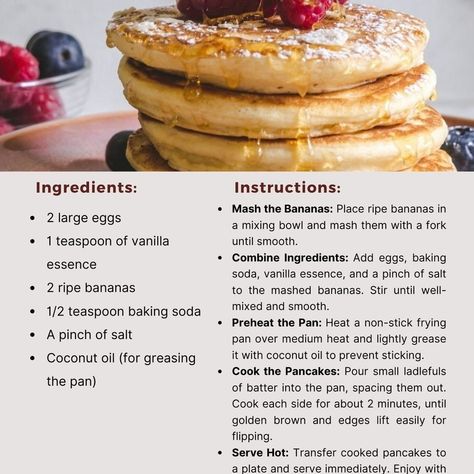 Savor the simplicity of banana flourless pancakes, a healthy and delicious breakfast option made with just ripe bananas and eggs. https://chefrecipecards.com/desserts/banana-flourless-pancakes-recipe/ Desserts Banana, Flourless Banana Pancakes, Flourless Pancakes, Banana Pancake, Banana Pancakes Recipe, Banana And Egg, No Egg Pancakes, Pancakes Healthy, Ripe Bananas