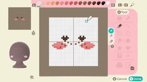 Acnh Make Up Designs, Animal Crossing Brows, Animal Crossing Face Paint, Joker Face Paint, Motif Acnl, Animal Crossing Patterns, Island Clothing, Animal Crossing Outfits, Acnh Patterns