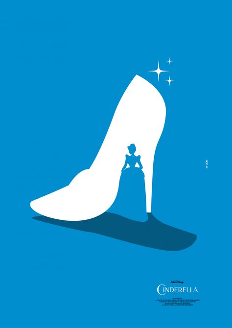 Cinderella Poster, Minimalist Movie Posters, Disney Minimalist, Negative Space Art, Negative Space Design, Art Spatial, Poster Halloween, Disney Posters, Soyut Sanat Tabloları