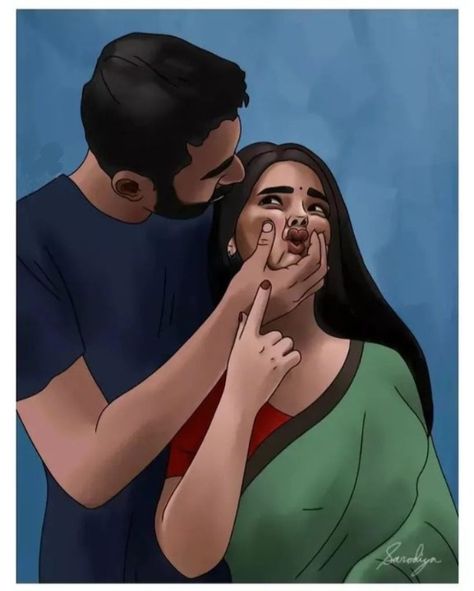 Indian Couple Drawing Art, Indian Couple Painting, Indian Couple Art, Indian Couple Painting Romantic, Bae Mood, Fair Date, Losing Him, Date Night At Home, Mood With Bae