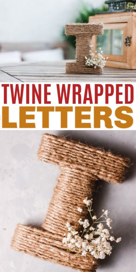 This easy DIY twine wrapped letter craft makes a beautiful home decor item. I will show you have to make this without having to buy a letter too! #twine #DIY #craftletters Diy Letter Decor, 3d Letters Diy, Twine Crafts Diy, Jute Twine Crafts, Twine Diy, Twine Crafts, Letter Craft, Rope Projects, Jute Crafts