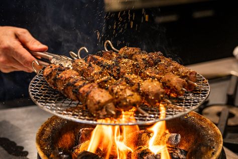 Xinjiang lamb skewers Lamb Skewers, Street Foods, Chilli Flakes, Asian Cooking, Fennel Seeds, Seasoning Mixes, Grilled Meat, Sesame Oil, Spice Blends