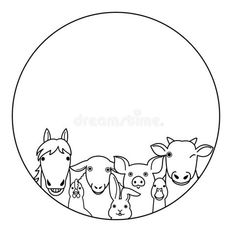 Farm Animals Simple Drawings, How To Draw Farm Animals, Farm Animal Drawings, Farm Line Drawing, Farm Animals Drawing, Draw Farm Animals, Farm Doodles, Farm Animal Line Drawing, Cute Farm Animals Illustration