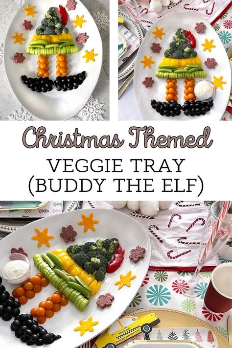 A Christmas themed veggie tray is the perfect item to take to a holiday party. It’s festive, tasty, AND good for you! Buddy The Elf Charcuterie Board, Buddy The Elf Party Food, Elf Themed Christmas Party Food, Buddy The Elf Party, Elf Movie Party, Elf Themed Christmas Party, Christmas Veggie Tray, Elf Party, Veggie Platter