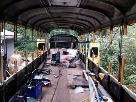 Raise the roof School Bus Greenhouse, Skoolie Roof Deck, School Bus Roof Raise, Skoolie Framing, Abandoned School Bus, School Bus Camper, Converted Bus, Mortgage Free, Trailer Life