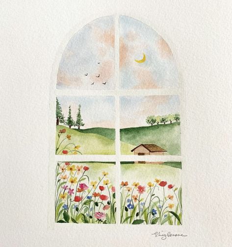 Shaz Serene, Serene Design, Spring Drawing, Learn Watercolor Painting, Watercolor Sunset, Diy Watercolor Painting, Watercolour Inspiration, Watercolor Paintings Easy, Watercolor Ideas