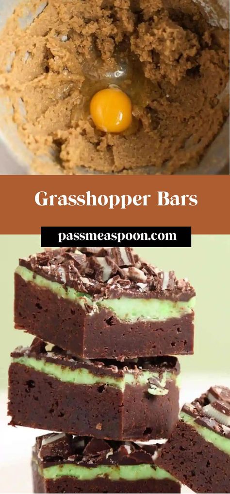 Our peppermint Grasshopper Bars are the yummiest minty goodies you’ll encounter this season! Grasshopper Bars, Grasshopper Cookies, Mint Cocoa, Mint Desserts, Cocoa Cake, Peppermint Brownies, Mint Candy, Green Food Coloring, Melting Chocolate Chips