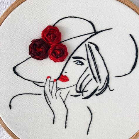 Starter Embroidery, Hand Stitch Embroidery, Embroidered Canvas Art, Modern Hand Embroidery, Modern Embroidery Kit, Portrait Embroidery, Beginner Embroidery Kit, Hand Embroidery Videos, Diy Embroidery Patterns