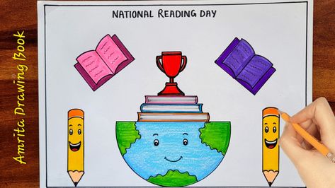 Video Tutorial uploaded on Amrita Drawing Book Channel. Subscribe for more creative Drawings and School Projects #national #readingday #vayanadinam #vayana #world #bookday #creative #simple #school #competition #School #easydrawing #drawing #howtodraw Reading Day Poster, National Reading Day, Drawing Easy For Kids, Competitions For Kids, Creative Drawings, Drawing Competition, World Book Day, Reading Day, Easy Drawings For Kids