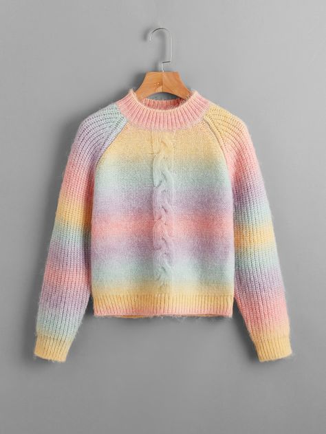 Acrylic Ombre, Dressing Ideas, Sweater Ideas, Baby Sweater Patterns, Ombre Yarn, Sweater Patterns, Knit Ideas, Cable Knit Jumper, Baby Sweater