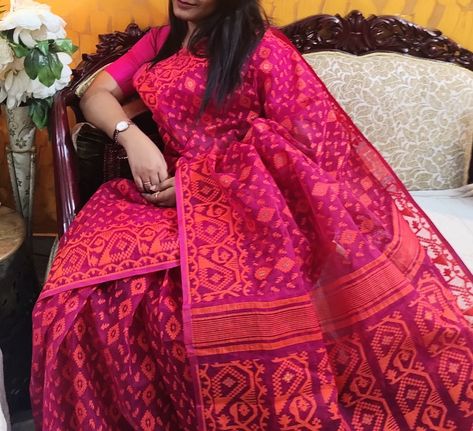 Pink and orange dhakai jamdani sari Jamdani Saree Dhakai, Cotton Dress Pattern, Jamdani Saree, Dress Pattern, Cotton Dress, Cotton Dresses, Pink And Orange, Saree, Orange