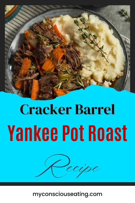 Yankee pot roast in a serving dish Yankee Pot Roast Dutch Oven, Pot Roast In Dutch Oven, Roast In Dutch Oven, Yankee Pot Roast, Pot Roast Recipe, Roasted Pork Tenderloins, Roasted Root Vegetables, Copykat Recipes, Cooking For A Crowd