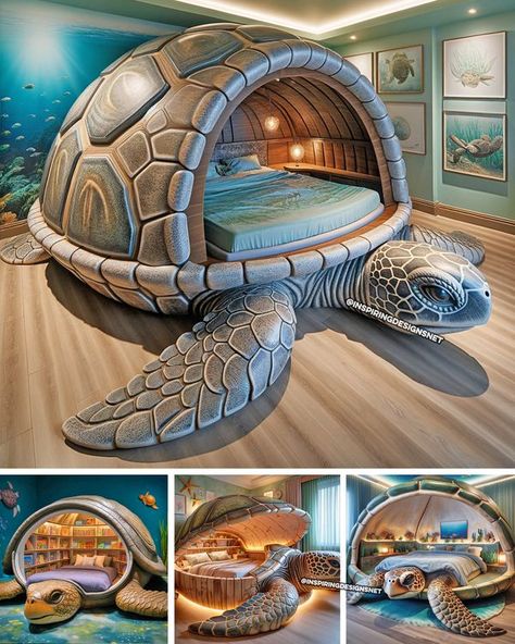 Ocean Bedroom Kids, Weird Beds, Unusual Beds, Bunk Bed Sets, Weird Furniture, Shell Yeah, Amazing Bedroom Designs, Ocean Turtle, Diy Furniture Decor