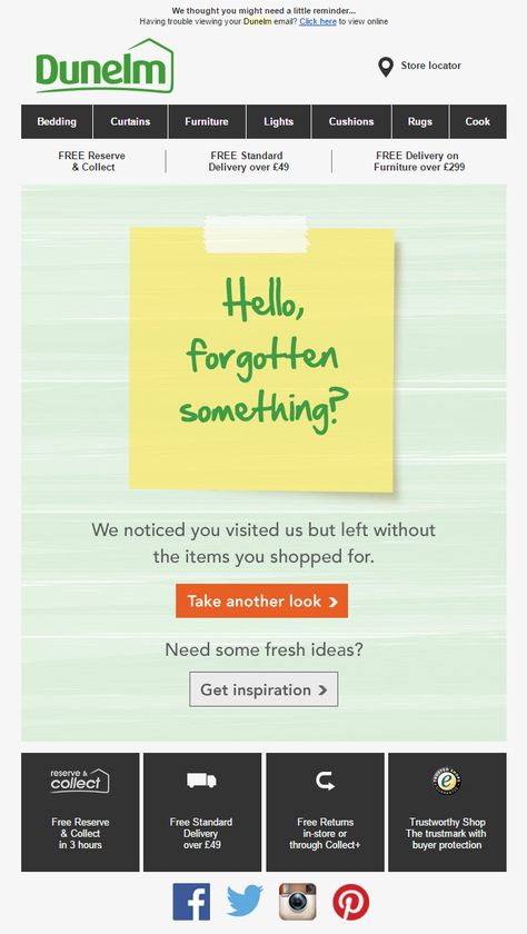 Dunelm Cart Abandonment Email #EmailMarketing Abandoned Cart Email Template, Emailer Design, Spa Ceylon, Illustrator Tutorials For Beginners, Mailing Design, Mail Template, Email Inspiration, Email Ideas, Responsive Email