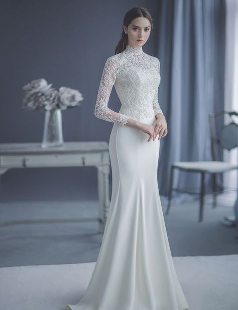 Korean Wedding Dress Simple, Prewedding Dress, Baju Pengapit, Christian Wedding Gowns, Korean Wedding Dress, Baju Kahwin, Nikah Outfit, Korea Pre Wedding, Pre Wedding Photography