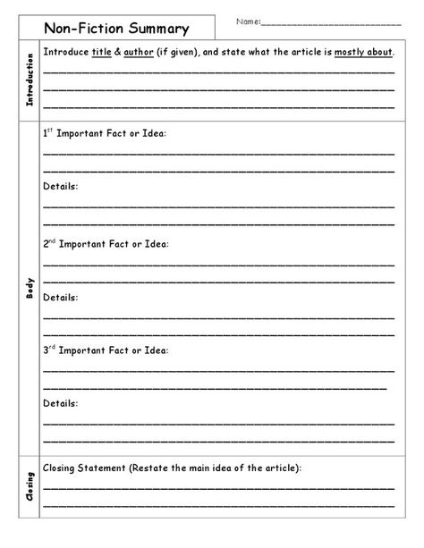 Nonfiction Summary, Teaching Summary, Nonfiction Graphic Organizer, Summary Graphic Organizer, Summarizing Nonfiction, Summary Template, Rubric Template, Executive Functions, Primary Writing