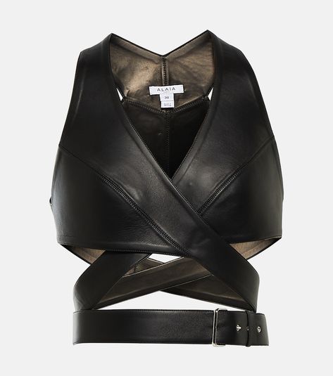 Find ALAÏA Alaïa Leather Crop Top on Editorialist. Attached belt. Made in France. Lining: 100% leather. Designer color name: Noir Alaia. Material: 100% leather. Care instructions: do not wash. Leather Crop Top, 3d Fashion, Casual Leather Shoes, Top Cropped, Womens Designer Fashion, Fashion Design Clothes, Crazy Horse, Architectural Design, Leather Care