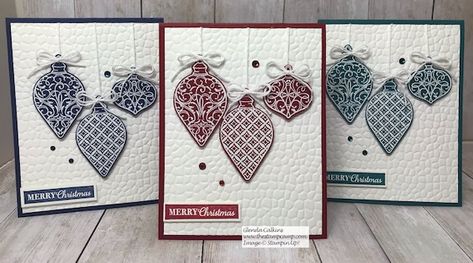 Customer Appreciation Gifts, Paper Pumpkin Stampin Up, Stamped Christmas Cards, Ornament Card, Stampin Up Christmas Cards, Christmas Card Crafts, 2023 Christmas, Stampin Up Christmas, Hammered Metal