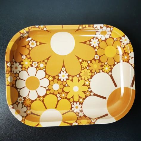 Dinner Plate, Cigarette Rolling Plate, Barbecue Plate, Chrysanthemum Pattern Plate For Camping And Picnic, Anti-fall Wear-resistant Iron Plate - Temu 70s Home, 70s Home Decor, Homeward Bound, Patterned Plates, 70s Floral, Rolling Tray, Metal Tray, Personal Care Items, Metal Trays