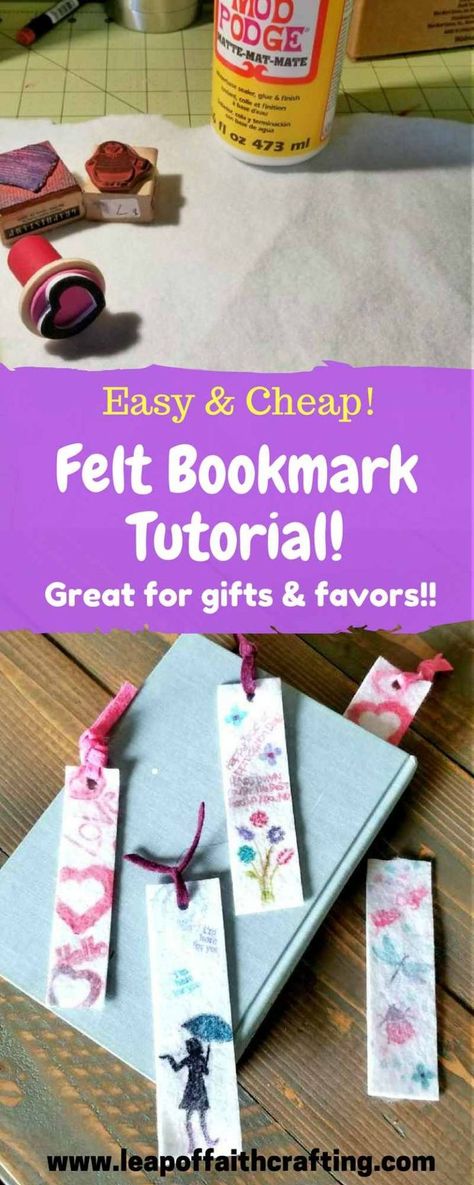 Make your own bookmarks!  Perfect boredom buster for kids that also make great gifts.  Grab some felt an stamps! #kidsactivities #bookmarks Make Your Own Bookmarks, Boredom Busters For Kids, Bookmarks Diy, Felt Bookmark, Felt Squares, Handmade Bookmarks, Bookmark Craft, Cute Bookmarks, Diy Stamp