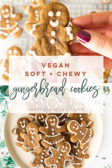 Healthy Gingerbread Cookies, Vegan Gingerbread Cookies, Healthy Christmas Cookies, Men Video, Vegan Christmas Cookies, Soft Gingerbread Cookies, Vegan Gingerbread, Vegan Christmas Recipes, Ginger Bread Cookies Recipe