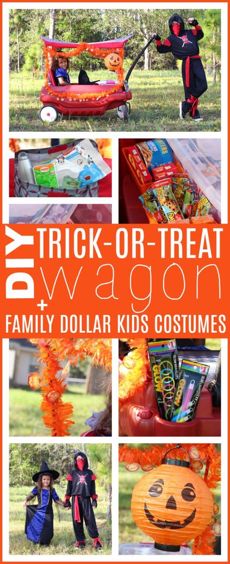 DIY Trick-or-Treat Wagon + Affordable Kids’ Costumes at Family Dollar – Raising Whasians (AD) Kids Costume Ideas, Wagon Halloween Costumes, Wonder Woman Tiara, Movie Crafts, Busy Activities, Family Dollar, Halloween Classroom, Amazing Crafts, Modern Halloween