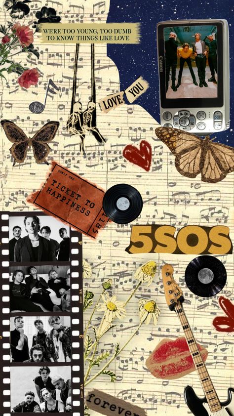 #5sos #aesthetic #collage #5secondsofsummer 5sos Collage, 5sos Aesthetic, 5sos Wallpaper, Admit One Ticket, 5sos Pictures, Rap Wallpaper, Yellow Aesthetic, Summer Wallpaper, Aesthetic Collage