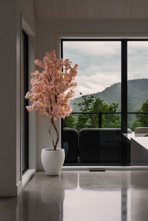 Cherry Blossom Tree Indoor, Cherry Blossom Home Decor, Artificial Plants Indoor Decor, Herbs To Grow At Home, Cherry Blossom Decor, Artificial Cherry Blossom Tree, Best Herbs To Grow, Modern Glam Living Room, Pink Cherry Blossom Tree