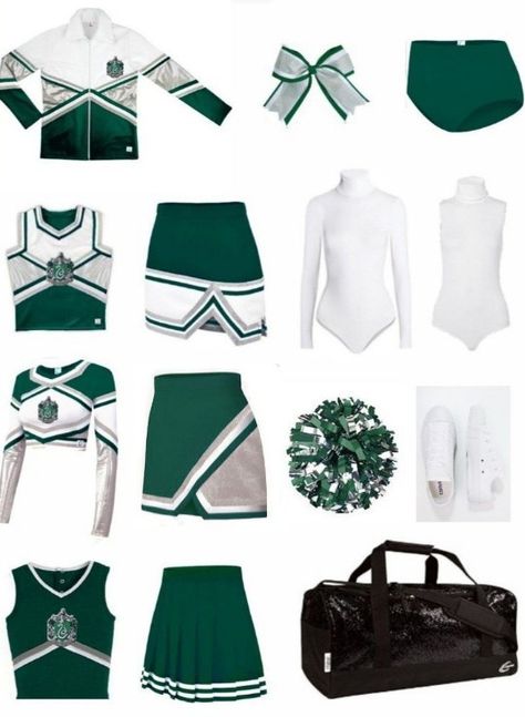 Harry potter hogwarts slythern cheerleader uniform Slytherin Cheer Uniform, Slytherin Inspired Outfits, Slytherin Uniform, Harry Potter Uniform, Harry Potter Script, Slytherin Clothes, Slytherin Outfit, Slytherin Fashion, Hogwarts Uniform