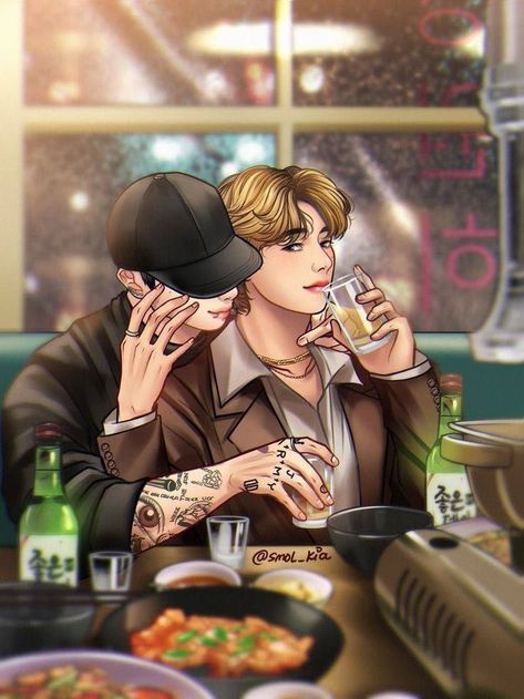 Jungkook Date Night, Bts Taekook Fanart, Taekook Date, Smol Kia, Taekook Art, Fanarts Taekook, Fanfiction Bts, Fanart Taekook, 19 Days Anime