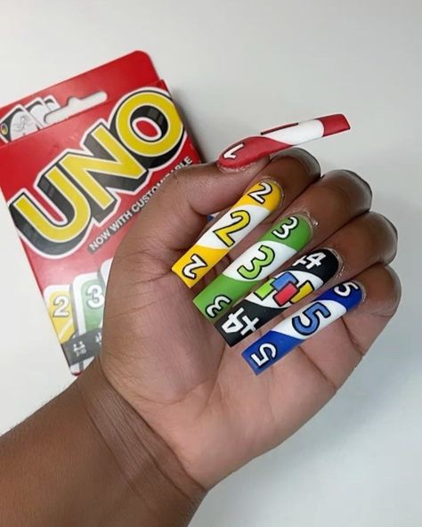 Blue And Gold Nails Ideas, Uno Nails, Blm Nails, Cartoon Nail Ideas, Sonic Nails, Blue Yellow Nails, Yellow And Blue Nails, 90s Cartoon Nails Acrylic, Blue And Yellow Nails