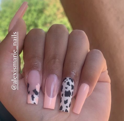 Pink Nails Acrylic, Country Acrylic Nails, Rodeo Nails, Cow Print Nails, Cowboy Nails, Short Coffin Nails Designs, Concert Nails, Western Nails, Country Nails