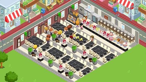 A nice modern black and white themed bakery 💫 Bakery Story Designs, Bakery Story Game Design Ideas, Game Cafe, Bakery Store, Story Layout, Store Layout, Story Design, Bakery Design, Game Ui Design