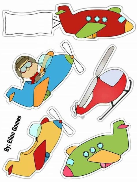 Topo de bolo Airplane Cake Topper Printable, Airplane Party Theme, Transportation Birthday Party, Fondant Cake Designs, Alien Drawings, Airplane Birthday Party, Birthday Cake Topper Printable, Baby Gift Hampers, World Party