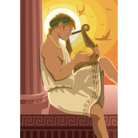 Fantasy Religion, Apollo Greek, God Of The Sun, Roman Myth, Sun Worship, Adobe Illustrator Vector, Greek And Roman Mythology, Greek Mythology Art, Sun God