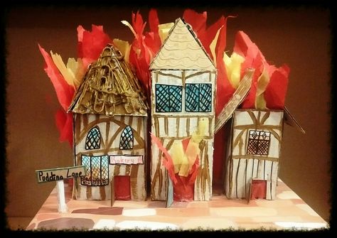 The Great Fire Of London - Project! The Great Fire Of London Project, Great Fire Of London House Model, Junk House, London Ideas, The Great Fire Of London, Great Fire Of London, The Great Fire, London House, Canvas Ideas