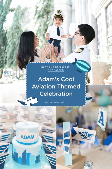 Adam’s Cool Aviation Themed Celebration | Aviation Themed Birthday Party | Transportation Themed Birthday Party | Boy Parties | http://babyandbreakfast.ph/2018/05/08/adams-cool-aviation-themed-celebration/ Aviation Birthday Theme, First Flight Birthday Party, Pilot Theme Birthday Party, Airport Theme Party, Aviation Party Theme, Table Setting Ideas Birthday, Aviation Themed Party, Airplane Themed Birthday Party, Air Force Birthday