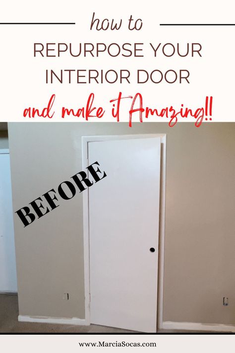 Turn an interior door into a Barn Door in just one day and under $100 #barndoor #diyproject #diy Making Barn Doors Out Of Old Doors, Bar Door Closet Doors, Sliding Doors For Laundry Room, Barn Door Bedroom Doors, Barn Doors In The House Pantry, Diy Barndoors For Closet, Repurpose Interior Doors, Interior Door To Barn Door, Build Your Own Door