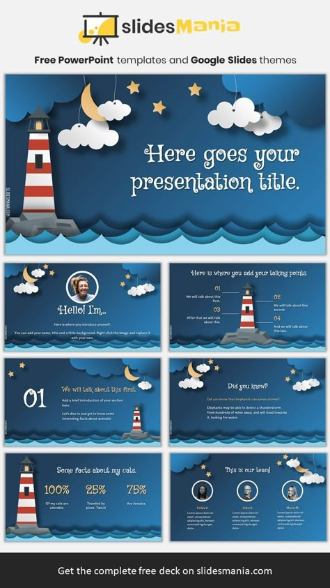 Lighthouse Waves, Free Powerpoint Presentations, Powerpoint Animation, Presentation Slides Design, Ppt Slides, Powerpoint Slide Designs, Slides Design, Animated Background, Google Slides Theme