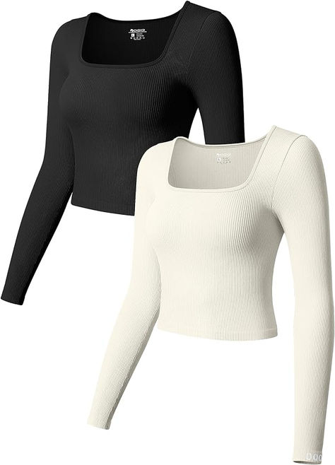 Crop Tops Long Sleeve, Tops Long Sleeve, Square Neck Top, Long Crop Top, Amazon Women, Crop Shirt, Long Sleeve Crop Top, Long Tops, Winter Coat