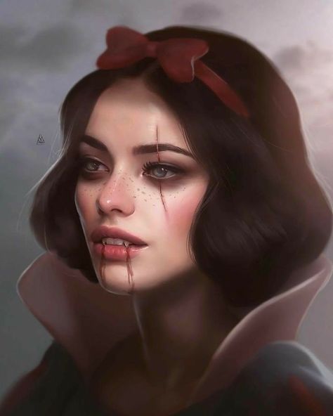 💜💙Snow White💙💜 Halloween Imagem, Drawing Hands, Dark Disney, Twisted Disney, Vampire Art, Modern Disney, Arte Fantasy, Digital Art Girl, Art Anime