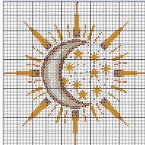 Sun Cross Stitch Pattern Free, Moon Knitting Chart, Celestial Cross Stitch Patterns, Celestial Cross Stitch, Moon Cross Stitch, Graph Paper Designs, Pixel Crochet, Tapestry Crochet Patterns, Mini Cross Stitch