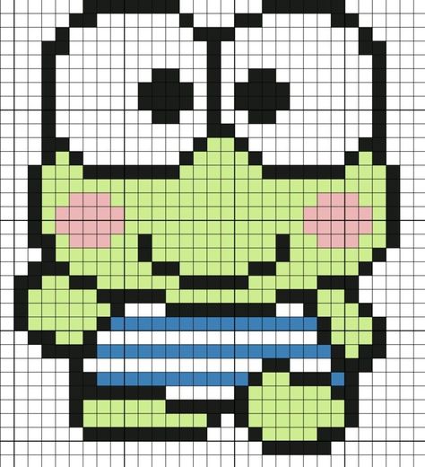 Pixel Art Kerropi, Sanrio Minecraft Pixel Art, Graph Paper Art Sanrio, Sanrio Graph Paper, Hello Kitty Grid Art, Easy Pixel Art Sanrio, Cute Pixel Art Sanrio, Kerropi Pixel Art, Pixelated Sanrio