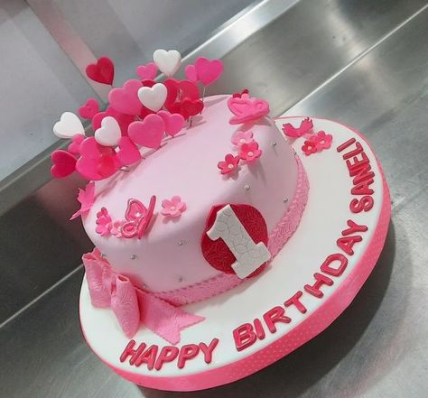 Pink and White one tier birthday cake for a one year old girl Birthday Cake For One Year Old Girl, One Tier Birthday Cake, Tier Birthday Cake, Purple Cakes Birthday, Tiered Cakes Birthday, Purple Cakes, Birthday Items, Delicious Cake Recipes, Little Cakes