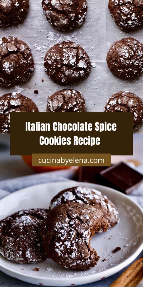 Chocolate Spice Cookies, Spice Cookies Recipe, Spice Cookie Recipes, Almond Biscotti Recipe, Italian Cookie, Italian Chocolate, Italian Cookie Recipes, Eat Cookies, Sicilian Recipes